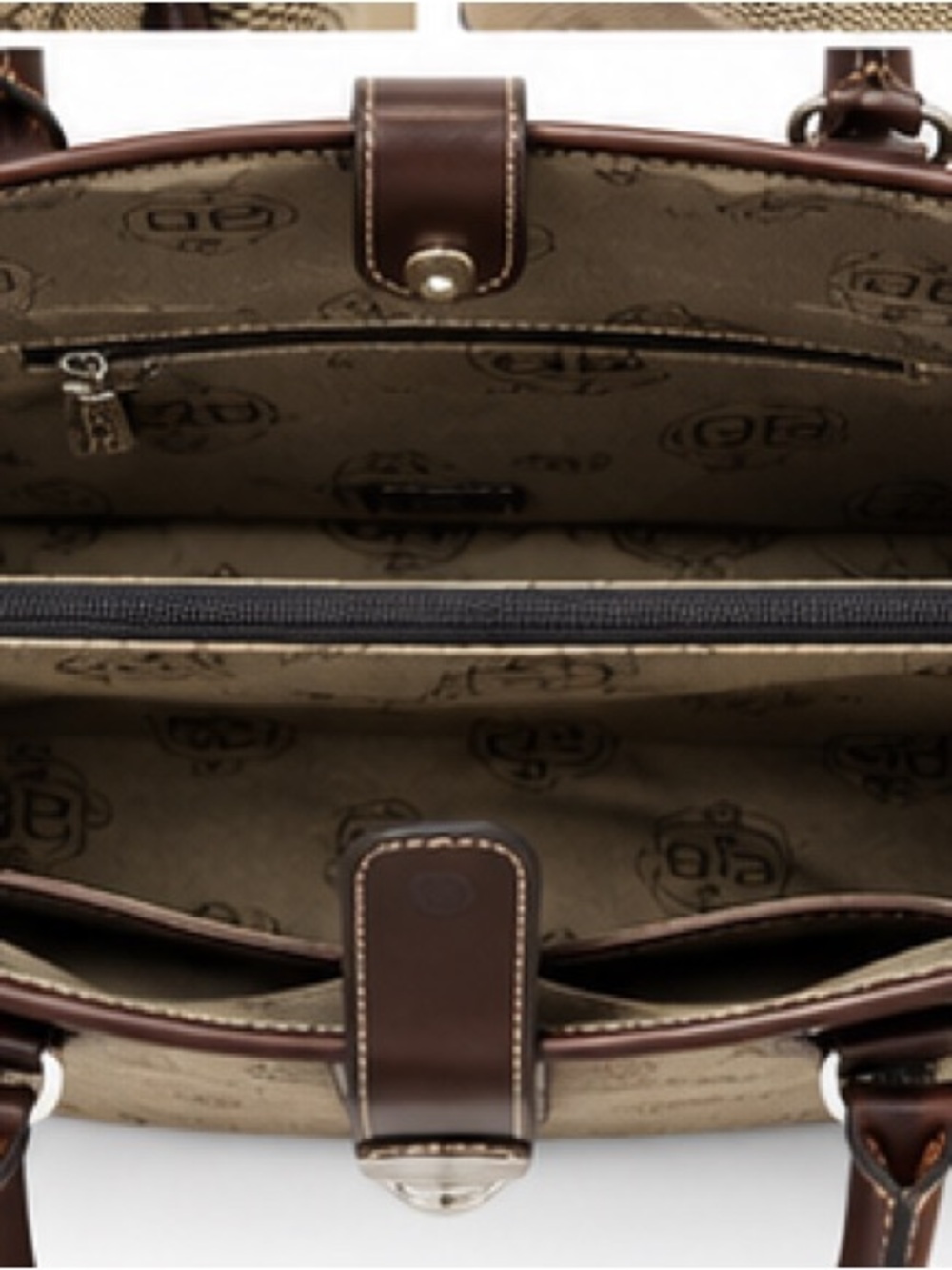 Dooney & Bourke Beige Monogram Tote with Dark Brown Leather Trim - Picture 9 of 9